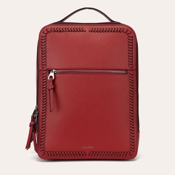 Calpak Handbags - Kaya Laptop Backpack Gun Metal Red